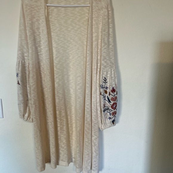 Cream & floral embroidered detail boho cardigan Small - Picture 2 of 7